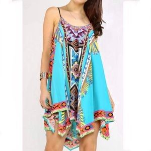 Flying Tomato Flowy Multicolor Aztec Print Dress